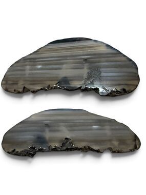 Gray Black Agate Slice Geode Decor Crystal Cut Polished Natural Stone 4”